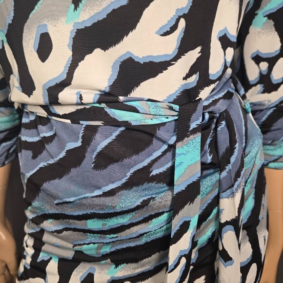 Y2K Blue Animal Print Belted Top Size M Mcbling Indie Sleaze Trashy 2000s - Picture 3 of 9